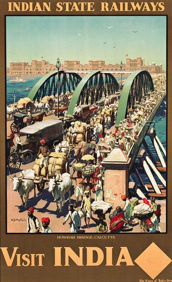 WILLIAM SPENCER BAGDATOPOULOS (1888-1965). VISIT INDIA / HOWRAH BRIDGE, CALCUTTA. Circa 1935. 39x24¼ inches, 99x61½ cm. The Times of In          